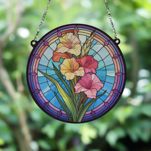Gladiolus Stained Glass Effect Suncatcher